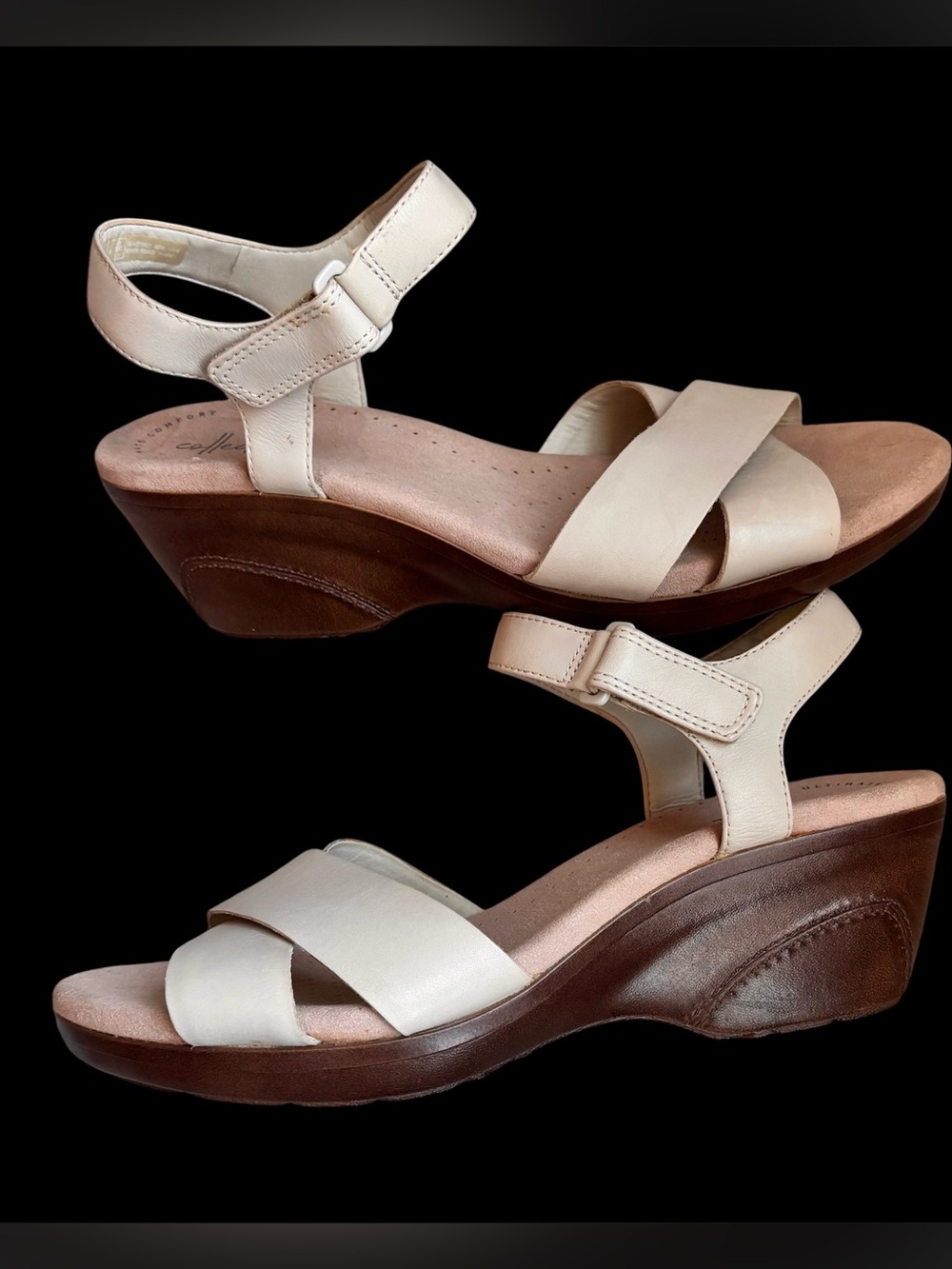 Clarks Lynette Deb Ivory Leather Sandals NWOB 10M
